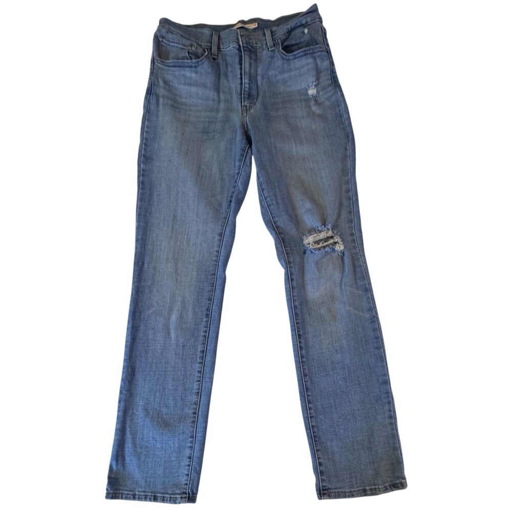 Levi's Women’s 724 High Rise Straight Distressed Jeans Size 30 Light Wash